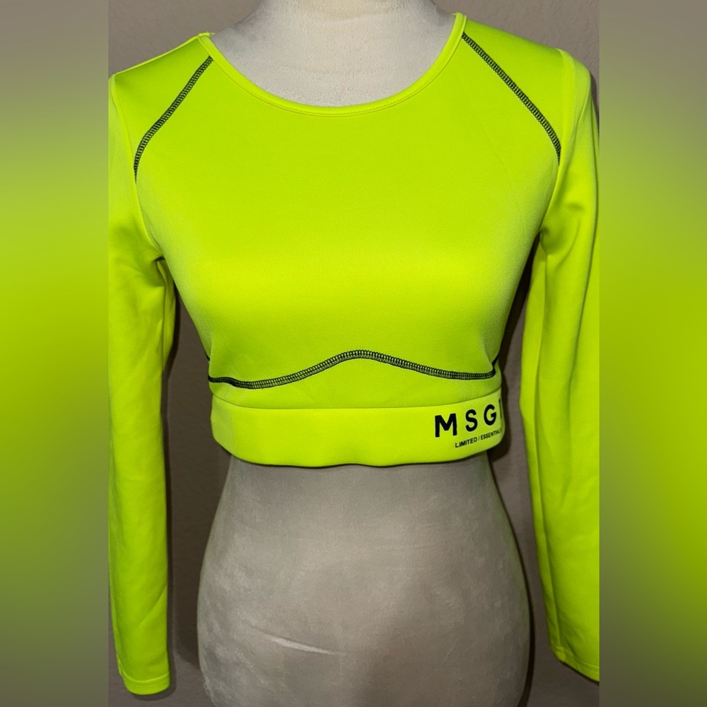 Missguided Limited Essentials Neon Yellow sporty Crop Top with Black Detail